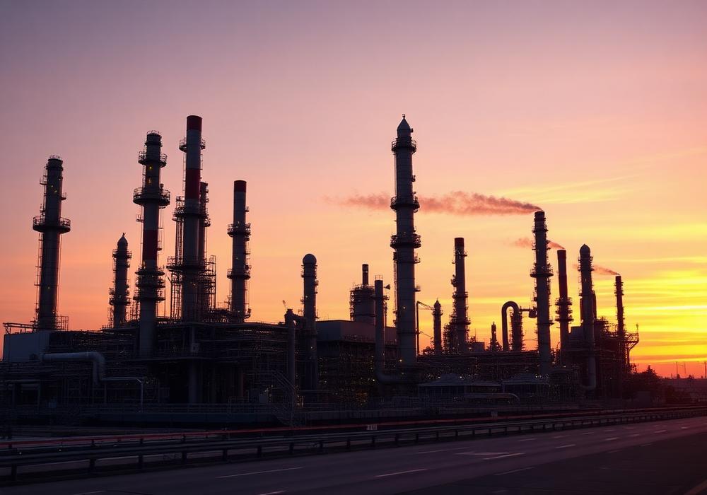 Refinery at dusk